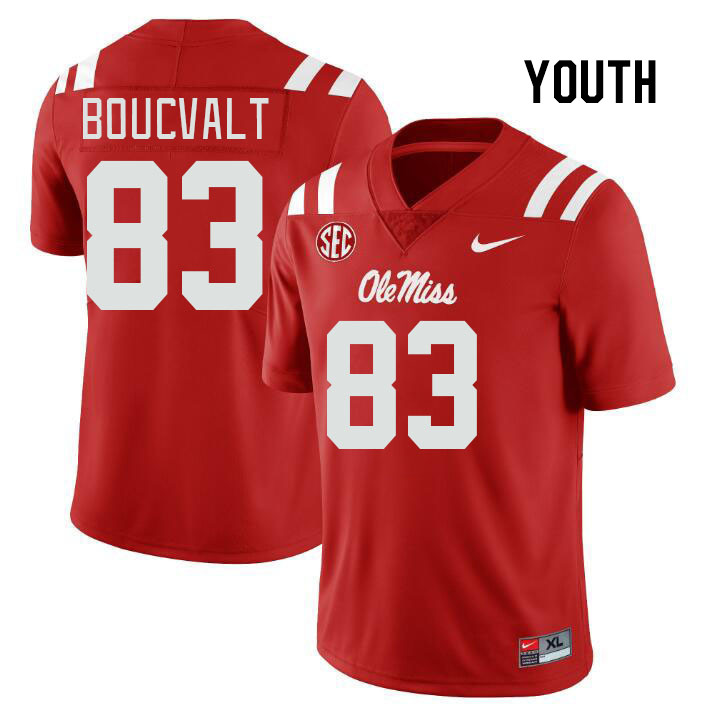 Youth #83 Lex Boucvalt Ole Miss Rebels College Football Jerseys Stitched Sale-Red